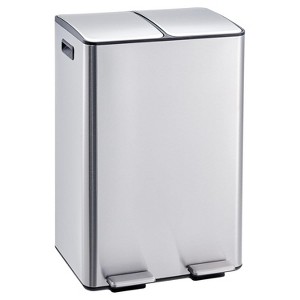 Coucheta 16 Gal Dual Trash Can - Stainless Steel Double Compartment with Lid, Inner Bucket & Step Pedal for Home & Office, Available in Colors - 1 of 4