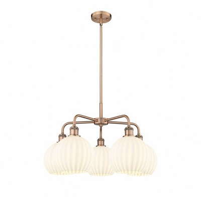 White Venetian - 5 Light Stem Hung Chandelier In Modern Style-15.5 Inches Tall and 26 Inches Wide