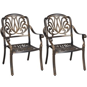 Yaheetech Outdoor Bistro Dining Chairs 2pcs Outdoor Metal Chairs Bronze - 1 of 4