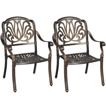 Yaheetech Outdoor Bistro Dining Chairs 2pcs Outdoor Metal Chairs Bronze