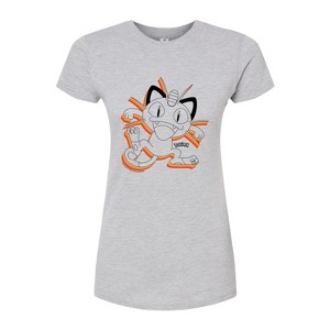 Women's - Pokémon - Meowth Repeat Fitted Graphic T-Shirt - 1 of 3