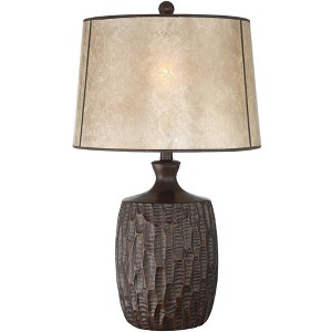 Franklin Iron Works Kelly 25 1/2" High Farmhouse Rustic Table Lamp USB Cord Dimmer Brown Single Mica Shade Living Room Charging (Colors May Vary) - 1 of 4