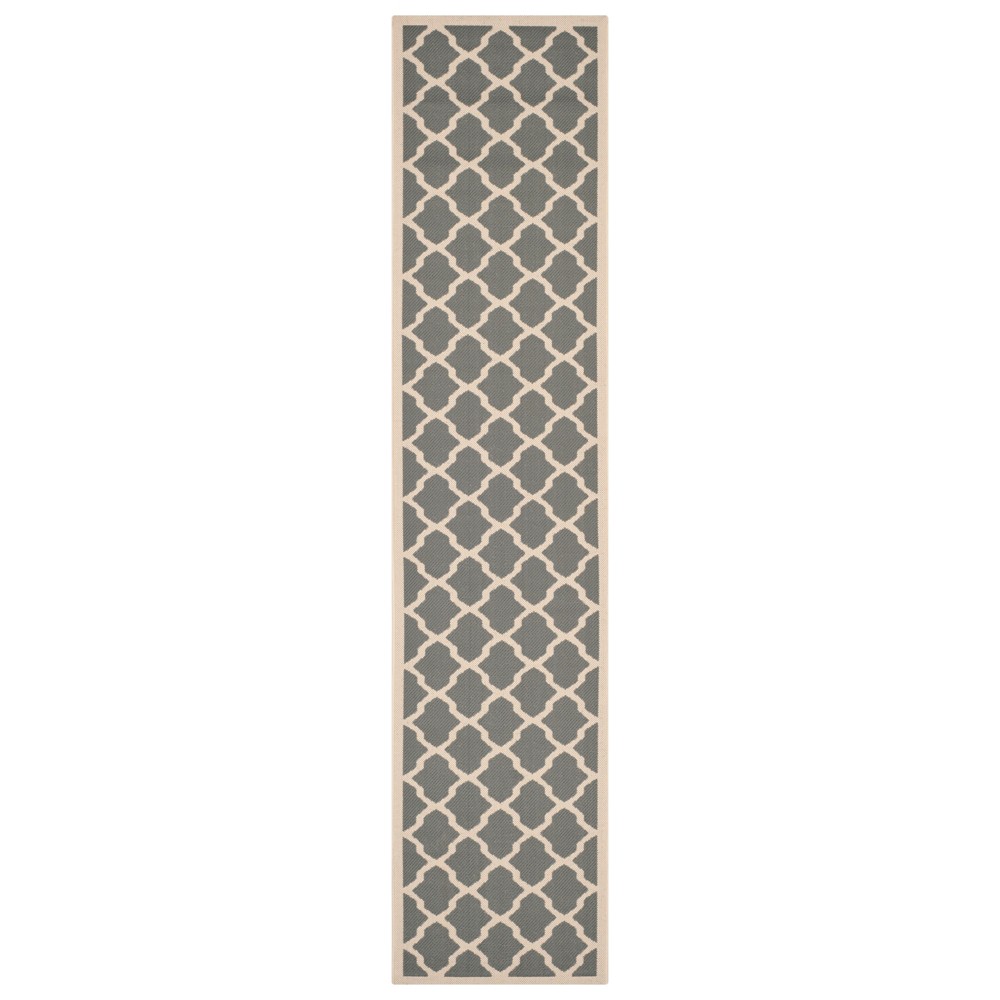 2'3inX6'7in Amherst Evie Outdoor Runner Rug Anthracite/Beige - Safavieh