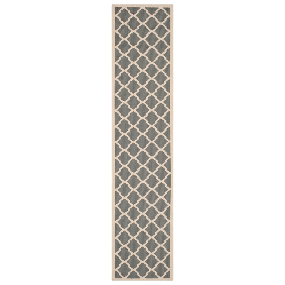 2'3inX10' Amherst Evie Outdoor Runner Rug Anthracite/Beige - Safavieh