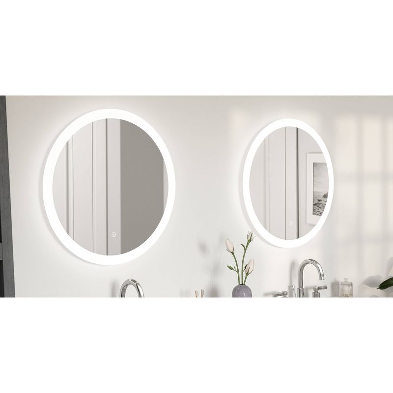 22&#34;x22&#34; Premium Lumen Single Round Frameless Wall Mirror with Dimmable LED and Anti Fog Glass - Tosca, 4 of 6