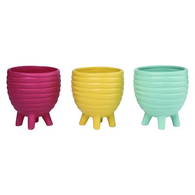 Transpac Ceramic Stacked Rings Planter Set of 3 Spring Home Decorations