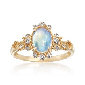 Ross-Simons Ethiopian Opal and Diamond-Accented Ring in 14kt Yellow Gold - 1 of 4