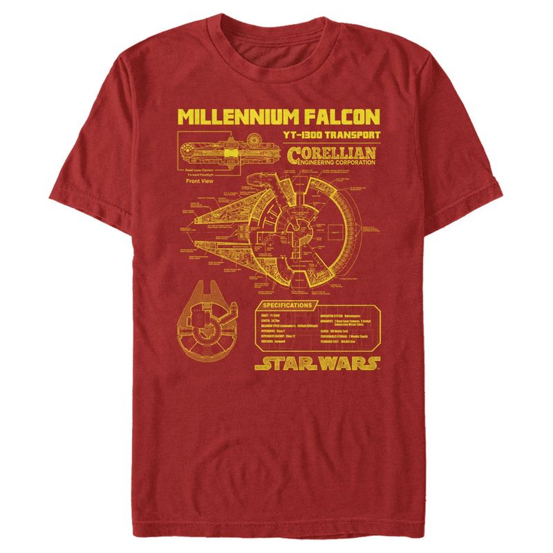 Men's Star Wars Millennium Falcon Schematics T-Shirt, 1 of 5