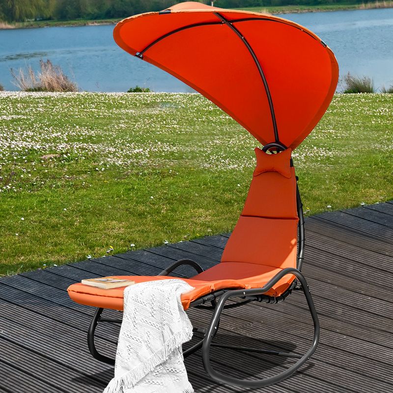Tangkula Outdoor Chaise Hanging Chair Swing Cushioned Canopy Lounger, 4 of 5