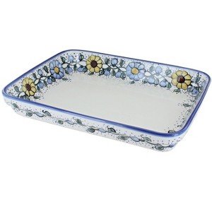 Blue Rose Polish Pottery 43B WR Unikat Large Rectangular Baker - 1 of 1