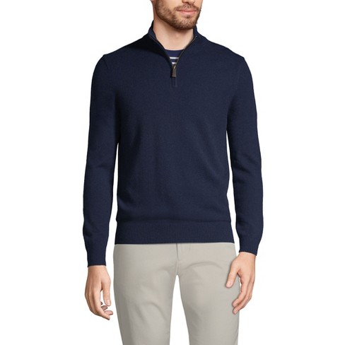 Lands' End Men's Tall Fine Gauge Cashmere Quarter Zip Sweater - Large ...