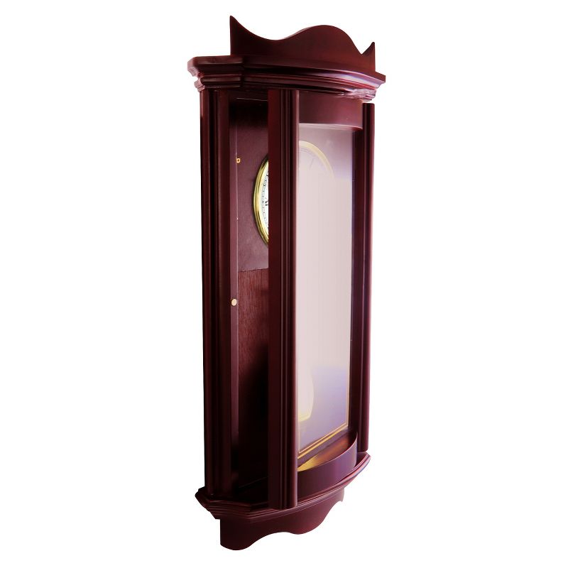 Bedford Clock Collection Weathered Chocolate Cherry Wood 25 Inch Wall Clock with Pendulum, 2 of 4