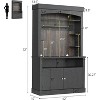 Coucheta Tall Coffee Hutch Coffee 72" Tall Bar Cabinet with LED Lights Farmhouse Buffet Cabinet with Storage Kitchen Sideboard - 2 of 4