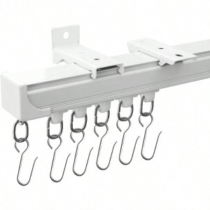 Ceiling Wall Mounted Heavy Duty Curtain Track White Room Divider for Living Room Bedroom Shower 3 ft to 9 ft Durable - 1 of 4