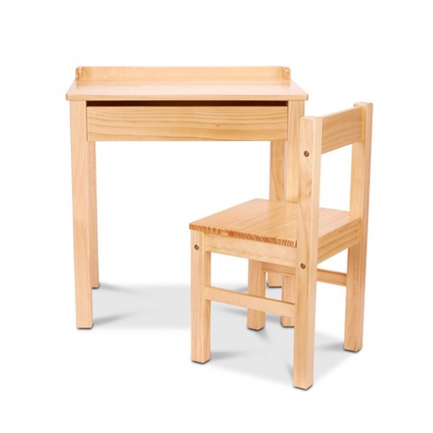 White MELISSA & DOUG Wooden Desk Table & Chair with Compartment School  Homework