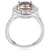 Pompeii3 3 ct Oval Halo Morganite Diamond Vintage Engagement Ring 14k White Gold - 3 of 4