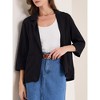 INSPIRE CHIC Women's 3/4 Sleeves Casual One Button Notched Lapel Side Pockets Blazer - 2 of 4