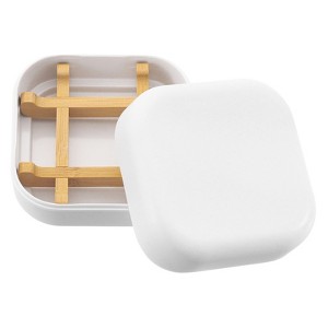 Unique Bargains Bamboo Fiber Wooden Square Detachable Self Draining Soap Dishes - 1 of 4