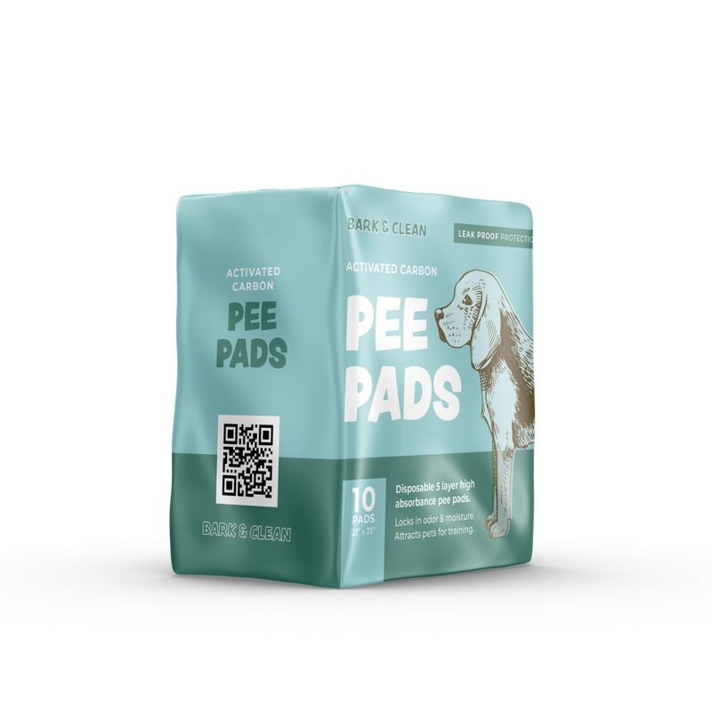 Bark & Clean Traveler's Dog and Puppy Pee Pads, Leak-Proof Design, Heavy Duty Absorbency, 23" x 23", 10 Count, 1 of 9