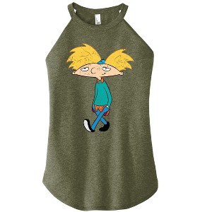 Women's - Hey Arnold! - Distressed Arnold Graphic High Neck Tank - 1 of 3