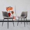 Elama 2 Piece Vintage Faux Leather Tufted Chair in Gray with Black Metal Legs - 2 of 4