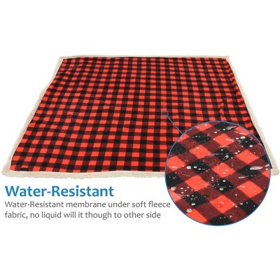 Small Red and Taupe Waterproof Reversible Pet Blanket