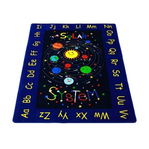 Galaxy Area Rug Outer Space Themed Rug Ultra Soft Pile ABC Alphabet Educational Toddler Carpet Washable Non Slip Solar System Play Mat for Playroom - 1 of 4
