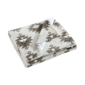 50"x60" Clayton Throw Blanket Beige - Wrangler: Modern Faux Fur, Reversible, Machine Washable, OEKO-TEX Certified - 1 of 4