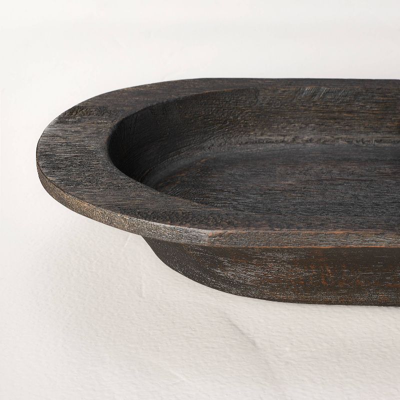 Oblong Distressed Wood Decor Bowl Black - Hearth &#38; Hand&#8482; with Magnolia, 4 of 5