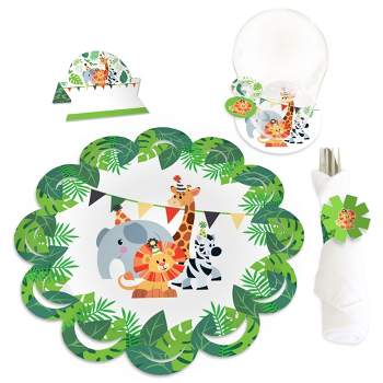 Big Dot of Happiness Jungle Party Animals Zoo Animal Birthday Party & Baby Shower Paper Charger & Table Decorations Chargerific Kit Setting for 8