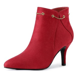 Allegra K Women's Pointed Toe Side Zip Stiletto Heel Ankle Booties - 1 of 4