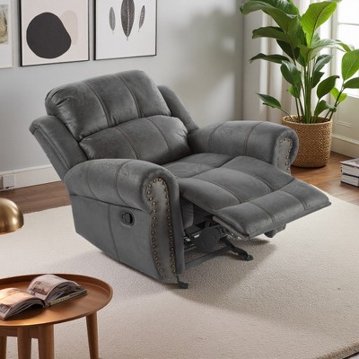 40.75" Suede Recliner Chair with Manual Glider and Spacious Seat