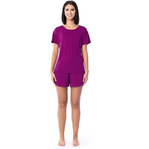 Fruit of the Loom Women's Breathable Pajama Short Sleeve T-shirt and Short Set, Sizes S-4X - 1 of 4