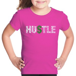 LA Pop Art Girl's Word Art T-shirt - Hustle - 1 of 4