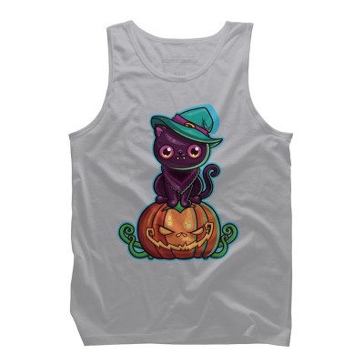 Men's Design By Humans Ferociously Cute Halloween Vampire Witch Kitty Cat By LittleBunnySunshine Tank Top
