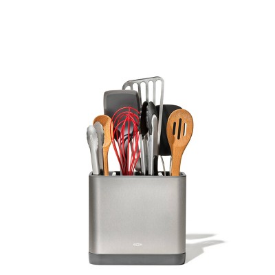 OXO Adjustable Stainless Steel Utensil Holder: Kitchen Utensil Caddy, Hand Wash, Silver, 7.3" Height, 7.9" Width — фото 2