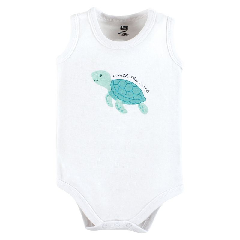 Hudson Baby Infant Boy Cotton Sleeveless Bodysuits, Sea Turtle, 5 of 8