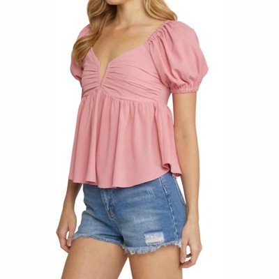 Women's Bubble Sleeve Babydoll Top - entro