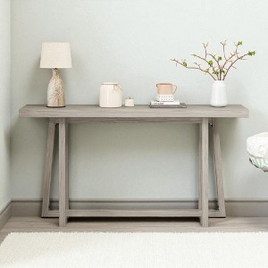 Mshliw 59.84 Inch Rectangular Console Table, Magnesium Oxide Entryway Table with Wood Grain Design for Hallway and Living Room - 1 of 4