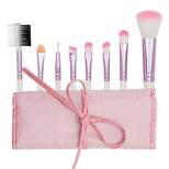 Zodaca 8 Piece Professional Makeup Brush Set with Storage Pouch, Includes Eye Shadow, Foundation, and Blending Brushes (White and Pink)