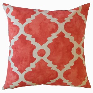 Madrid Pattern Square Throw Pillow Orange - Pillow Collection