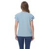 Anna-Kaci Women's Textured V-Neck Top with Double Layer Ruffle Short Sleeves - 4 of 4
