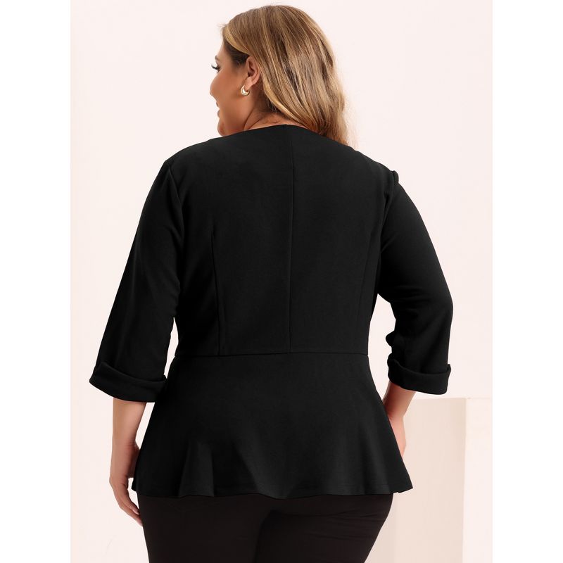 Agnes Orinda Women's Plus Size Ruffle Peplum Ruched Curvy Formal Outfits Blazers, 5 of 8