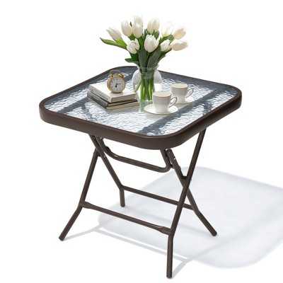 Crestlive Products Outdoor Side Table - Small Patio End Table All Weather for Pool, Balcony, Deck, Porch