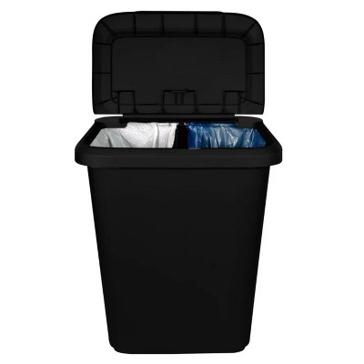 LunaLulinlk 20.4 Gallon Trash Can, Plastic Dual Function Divided Extra Large Kitchen Trash Can, Black