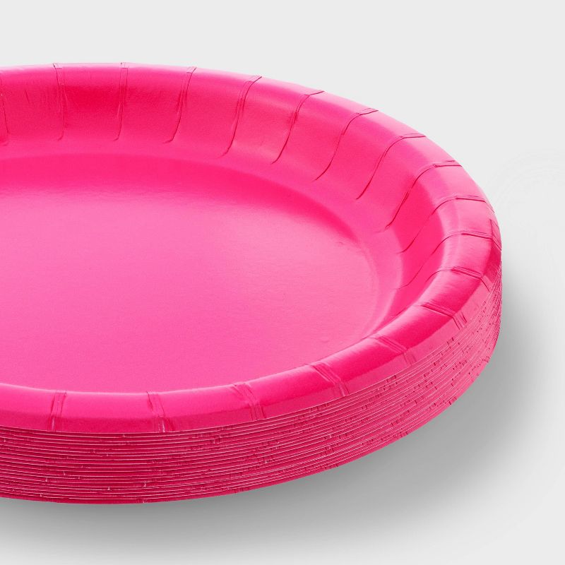 20ct 8.5&#34; Disposable Dinner Plates Hot Pink - Spritz&#8482;, 3 of 4
