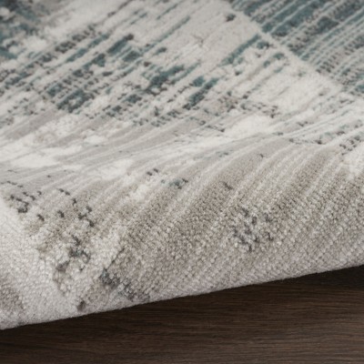 Beige and Grey Abstract Synthetic 5' x 7' Non-slip Rug