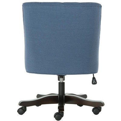 Espresso Black Linen and Wood Transitional Swivel Task Chair