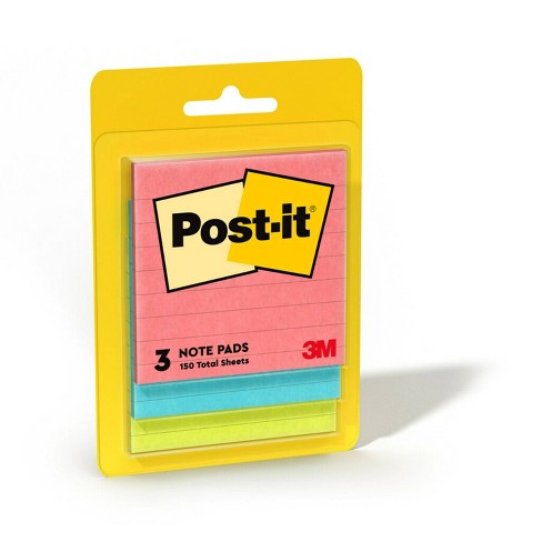 Post-it® Notes, 3 In. X 3 In., Poptimistic Collection, Lined, 3 Pads ...