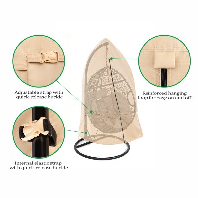 Beige Waterproof Outdoor Patio Egg Chair Cover, 70'' H x 45'' W